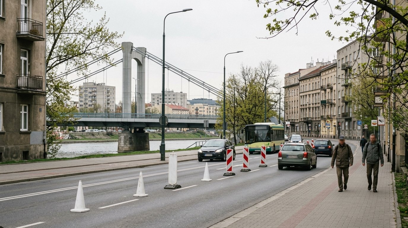 Most Grunwaldzki w Krakowie: czasowa zmiana organizacji ruchu