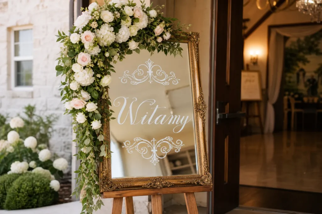 Tablica powitalna na wesele – wzory napisów i DIY (także na lustrze)