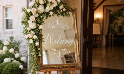 Tablica powitalna na wesele — wzory napisów i DIY (także na lustrze)